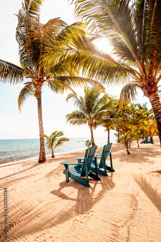 Chairs on tropical beach