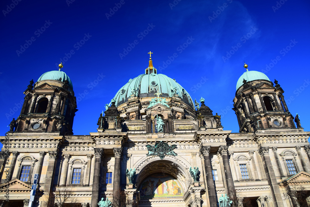 Architectural details of the baroque Berliner Dom (Cathedral) on Museum Island in central Berlin, Germany