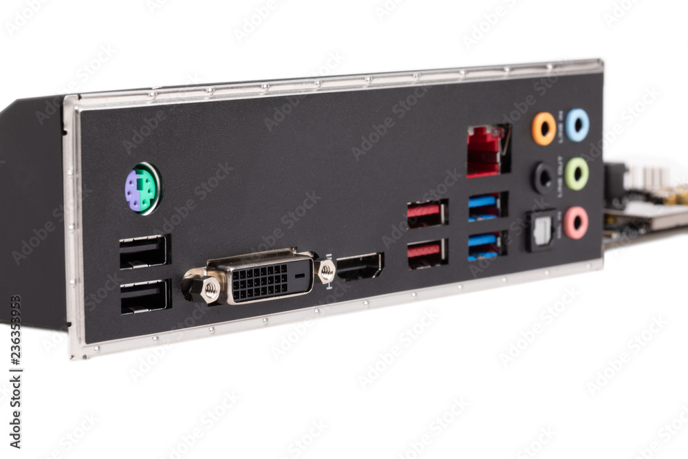 Obraz premium PC mainboard with CPU cooler on white