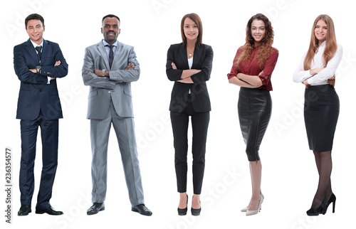 Collage of business people on white background