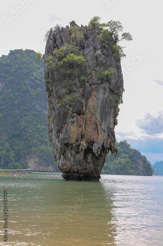 Khao Phing Kan or Ko Khao Phing Kan is an island in Thailand  in Phang Nga Bay northeast of Phuket  commonly known as James Bond Island because this is where they filmed The Man With The Golden Gun.