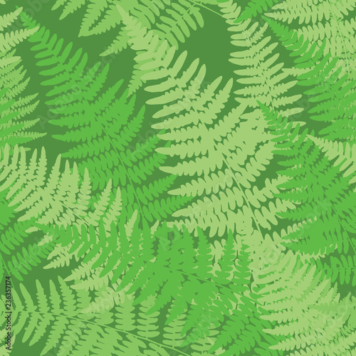 Fern leaf pattern drawing. Floral light green background for textile, fabric, wallpapers, covers, print, decoupage, gift wrap. Forest pacifying ornament. Seamless pattern