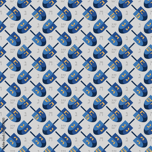 Dreidel Seamless Pattern - Dreidel and Hebrew letter design made for Hanukkah