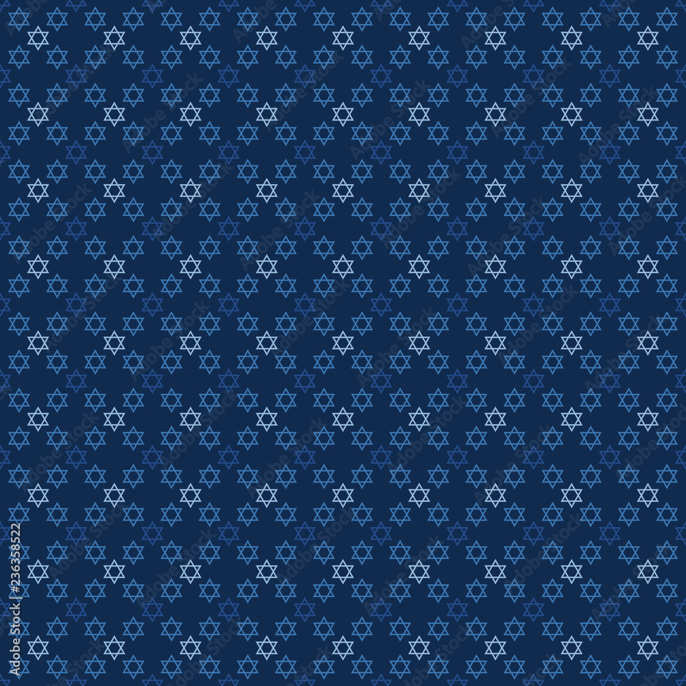 Star of David Seamless Pattern - Shades of blue Star of David design made for Hanukkah