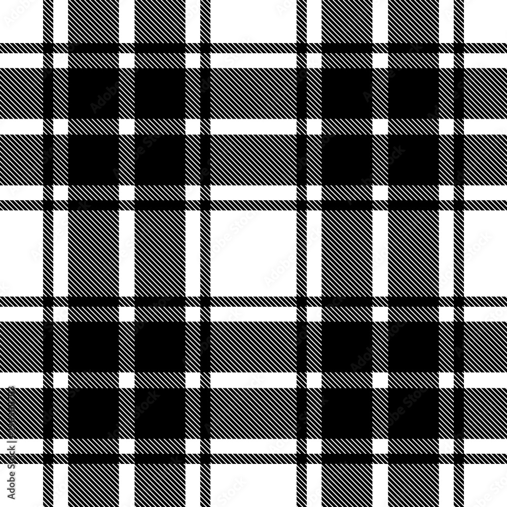 Seamless vector plaid, tartan, check pattern black and white. Design for  wallpaper, fabric, textile, wrapping. Simple background Stock Vector |  Adobe Stock