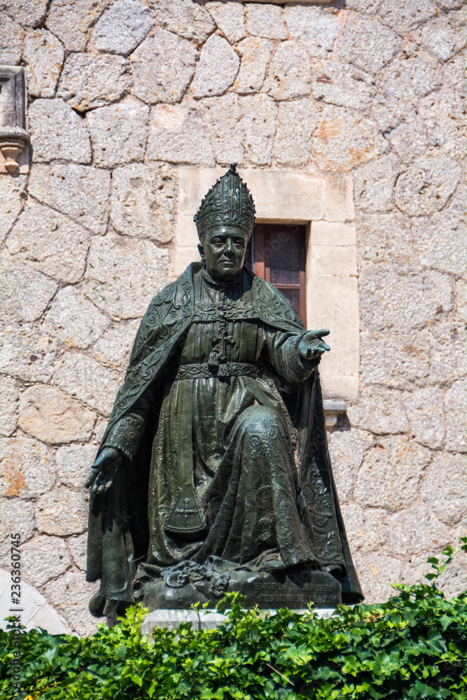 Mallorca, Spain - July 19, 2013:  Monument to Bishop Pere Joan Campins, one of the patrons of the monastery