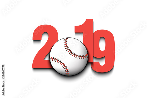 New Year numbers 2019 and baseball ball