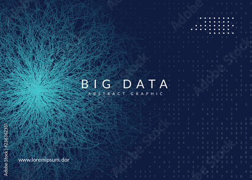 Big data background. Technology for visualization, artificial intelligence, deep learning and quantum computing. Design template for software concept. Modern big data backdrop.
