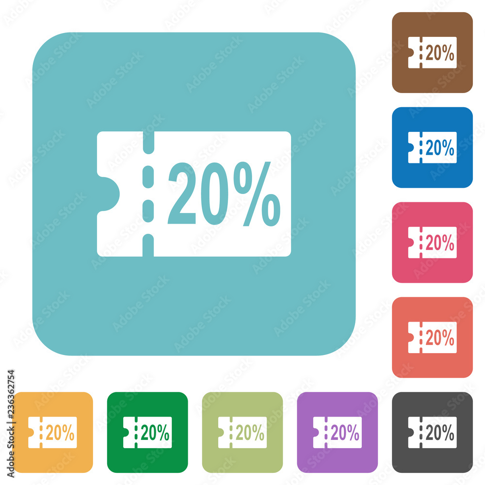 20 percent discount coupon rounded square flat icons 20 percent discount coupon rounded square flat icons