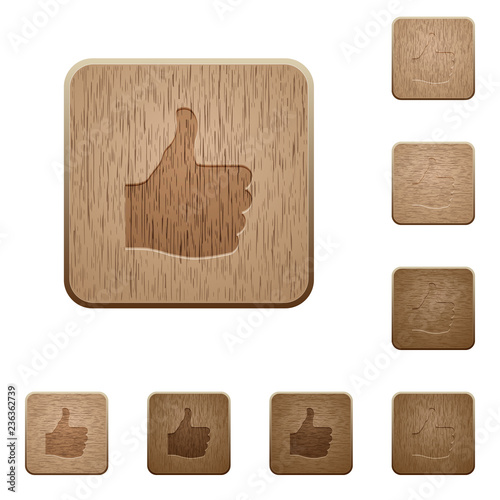 Thumbs up wooden buttons