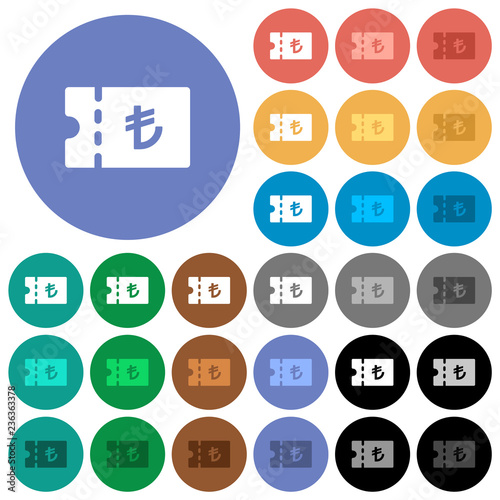 Turkish Lira discount coupon round flat multi colored icons