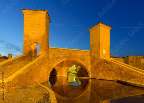 Trepponti Bridge in the evening, Comacchio, Emilia-Romagna, Italy, Europe photo