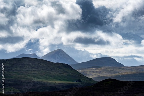 Dark cloud atmosphere, hilly landscape, Northwest Highlands, Wester Ross, Scotland, Great Britain photo