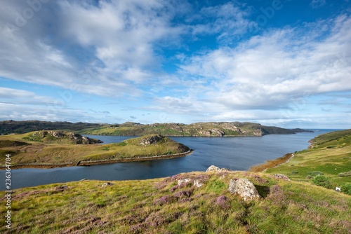 View over the sea inlet Loch Inchard, Kinlochbervie, Caithness, Sutherland and Easter Ross, Scotland, Great Britain photo