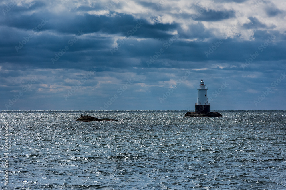 Sakonnet Light, 1884, sparkplug lighthouse, Little Compton, Rhode Island, USA.