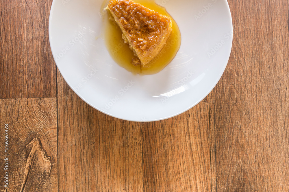 Slice of tapioca pudding on white plate Slice of tapioca pudding on white plate