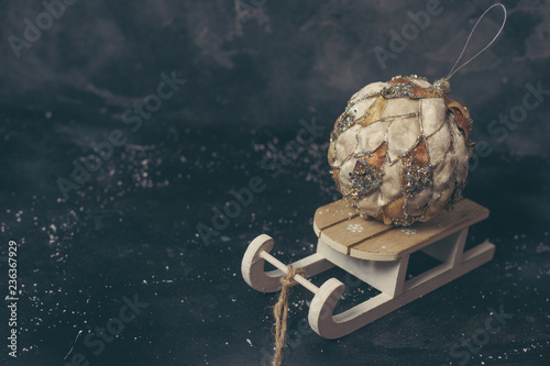 Xmas decoration on a wooden sleigh