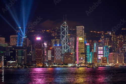 Canvas Print scenic of symphony of light show in hong kong