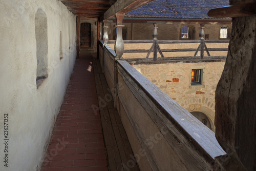 Covered ringwall at Imperial Abbey of Comburg monastery near Schwaebisch Hall, Germany photo