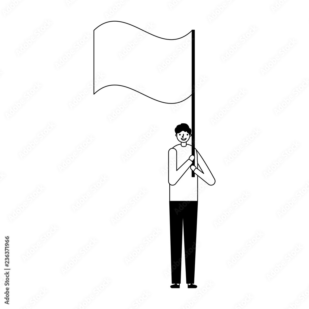 man holding flag on white background man holding flag on white background