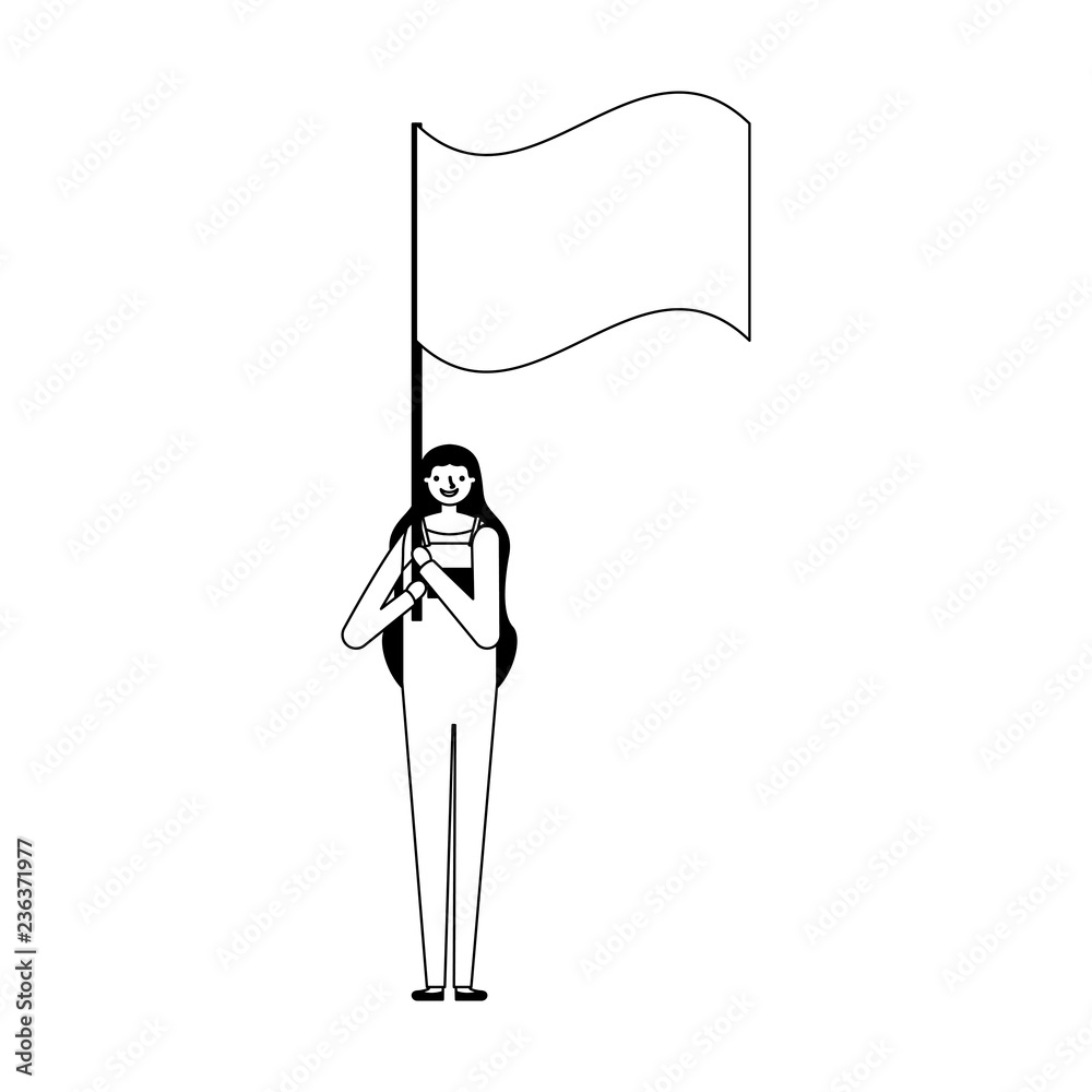 woman holding flag on white background woman holding flag on white background