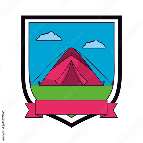 tent camping emblem ribbon