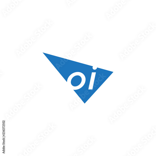 initial two letter oi negative space triangle logo