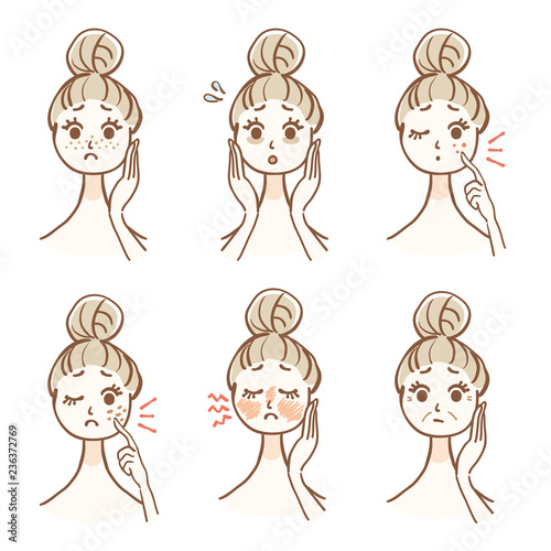 肌の悩み　女性　セット
