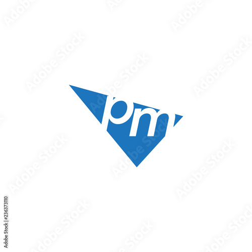Free Download initial two letter pm negative space triangle logo - GFXLoad