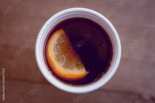 Mulled wine in a cup
