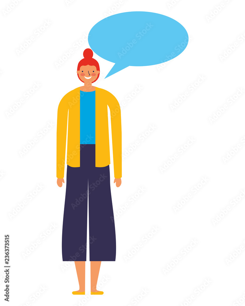 woman character with speech bubble woman character with speech bubble