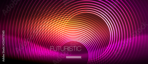 Neon glowing techno lines, hi-tech futuristic abstract background template with square shapes