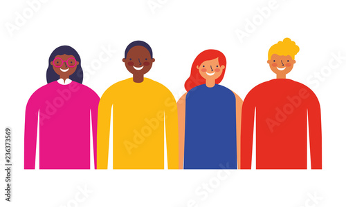 group men and women on white background