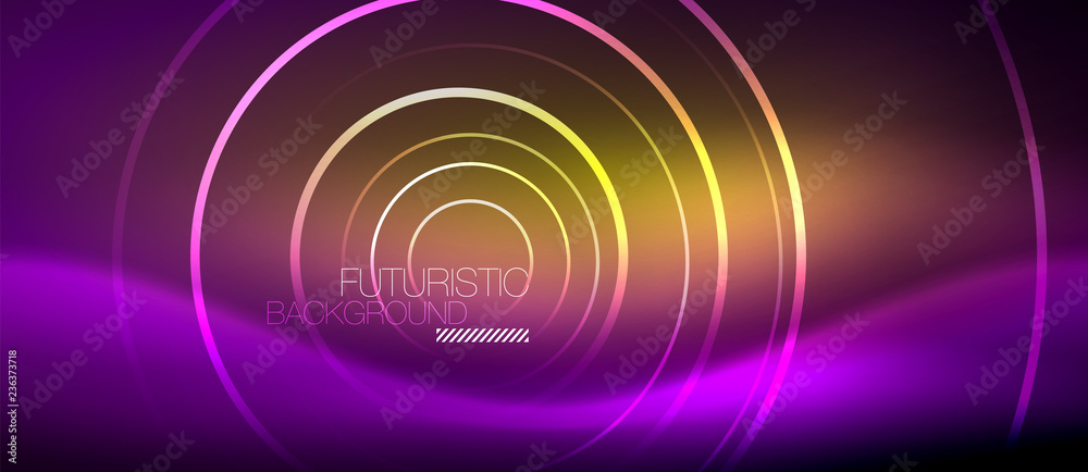 Neon glowing techno lines, hi-tech futuristic abstract background template with square shapes Neon glowing techno lines, hi-tech futuristic abstract background template with square shapes