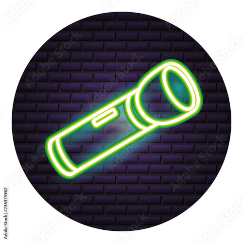 flashlight equipment neon brick wall