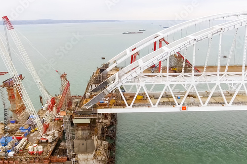 Construction of the bridge. Engineering facilities for the const photo