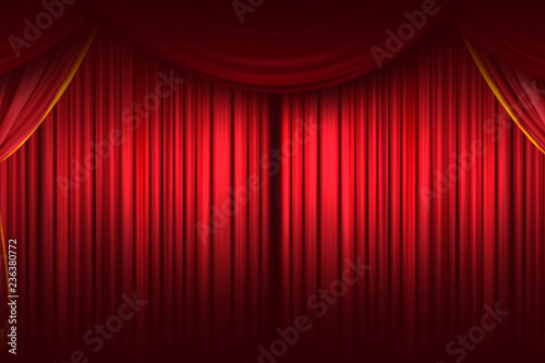 Red curtain. Stage Curtain. High quality computer animation. Clo
