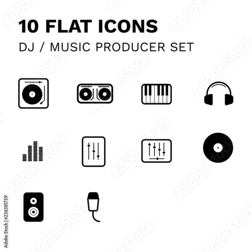 DJ Music Producer Vector Icon Set
