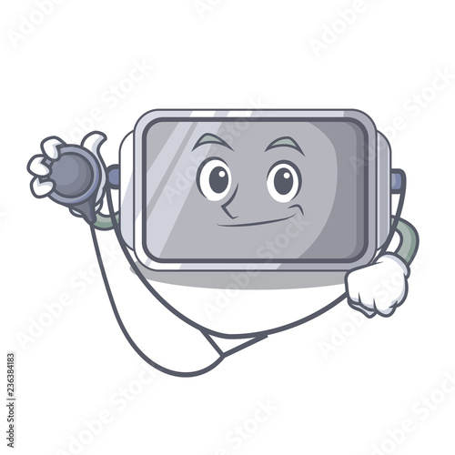Doctor baking pan quality on isolated mascot