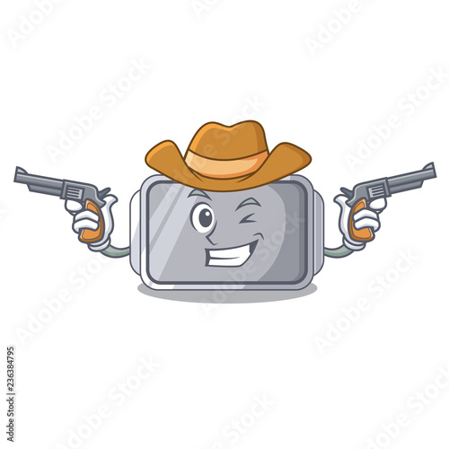Cowboy baking pan quality on isolated mascot