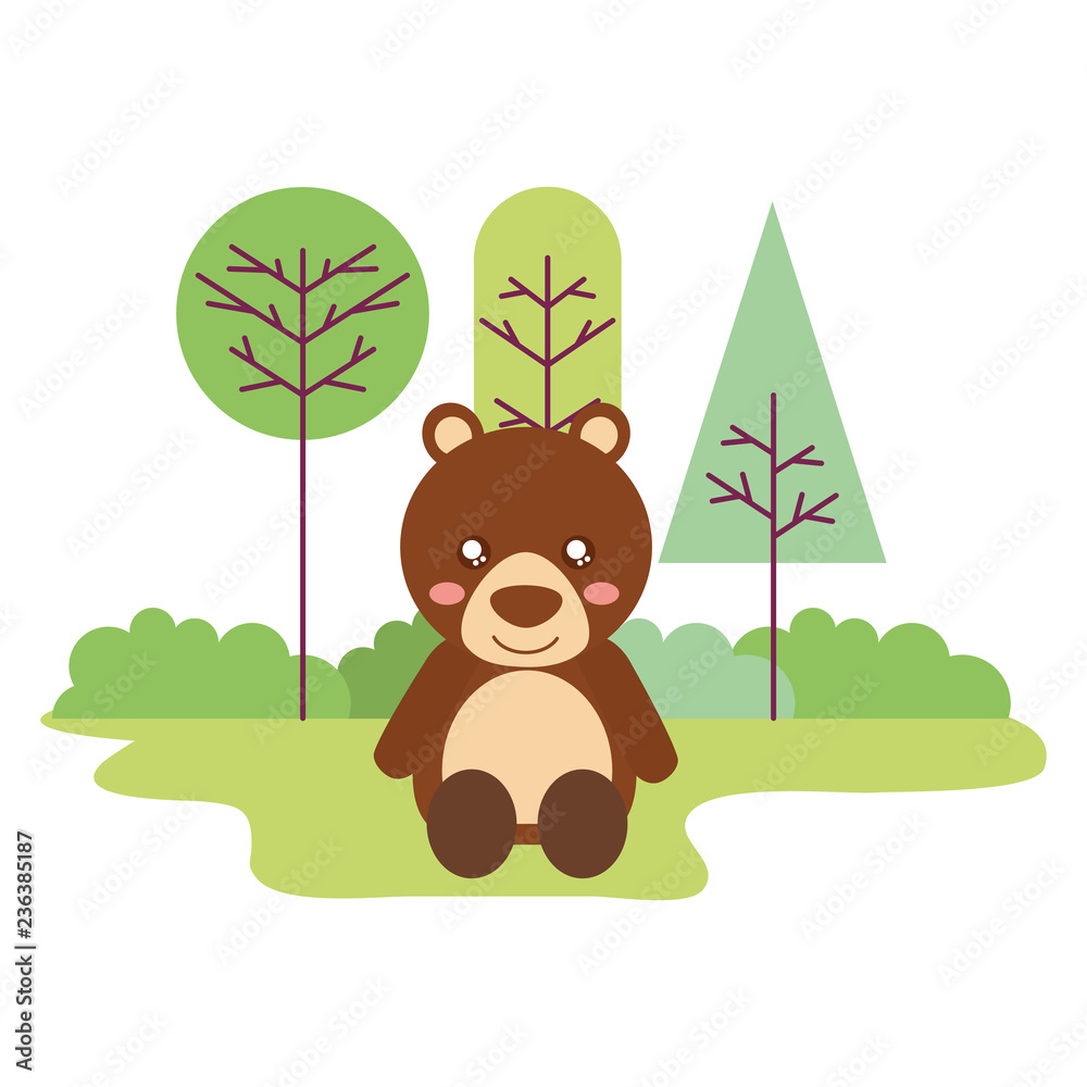 Naklejka premium cute bear sitting in the outdoors