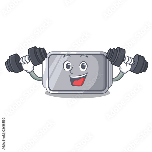 Fitness baking pan quality on isolated mascot