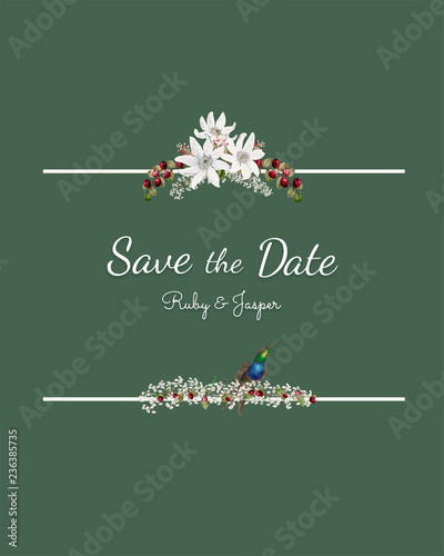 Save the date wedding invitation mockup vector photo