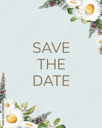 Save the date wedding invitation mockup card vector