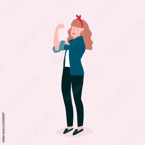 Strong woman full body vector