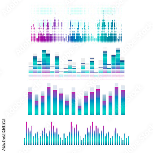 Sound wave equalizer vector design set