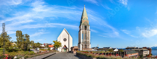 Fotografie Panoramic view the Molde Domkirke, the Cathedral of Molde, Norway