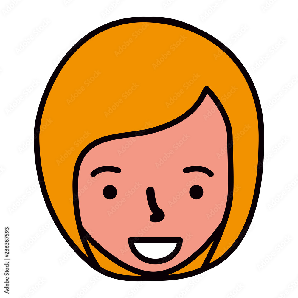 Fototapeta premium smiling woman face cartoon white background