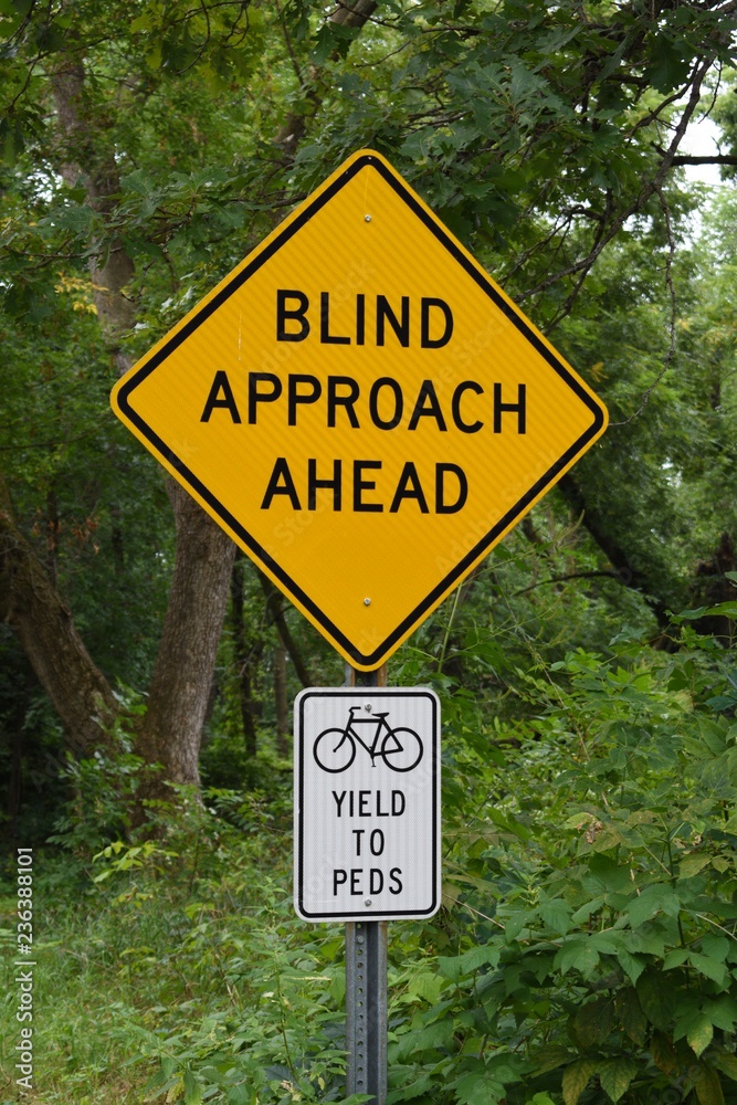 Blind approach street sign