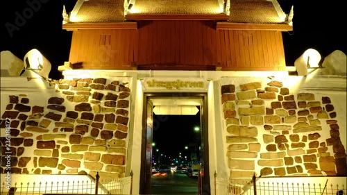 Timelapse of Chumpol gate, one of landmark in Nakornratchasima, located behind Thao Suranaree monument photo